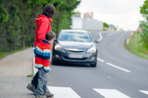 Car stopped for pedestrian