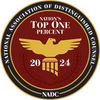 2024 Nation's Top One Percent award from the National Association of Distinguished Counsel