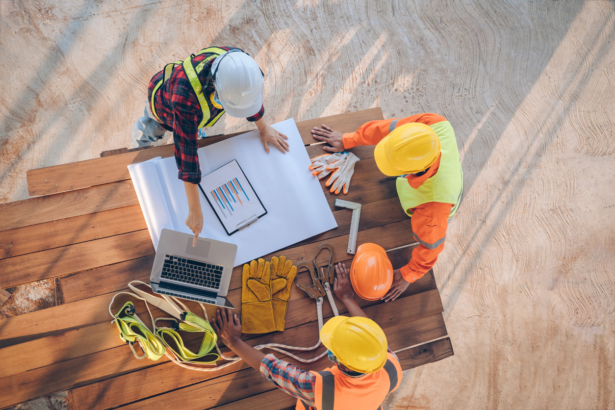 Team of engineer and architects working